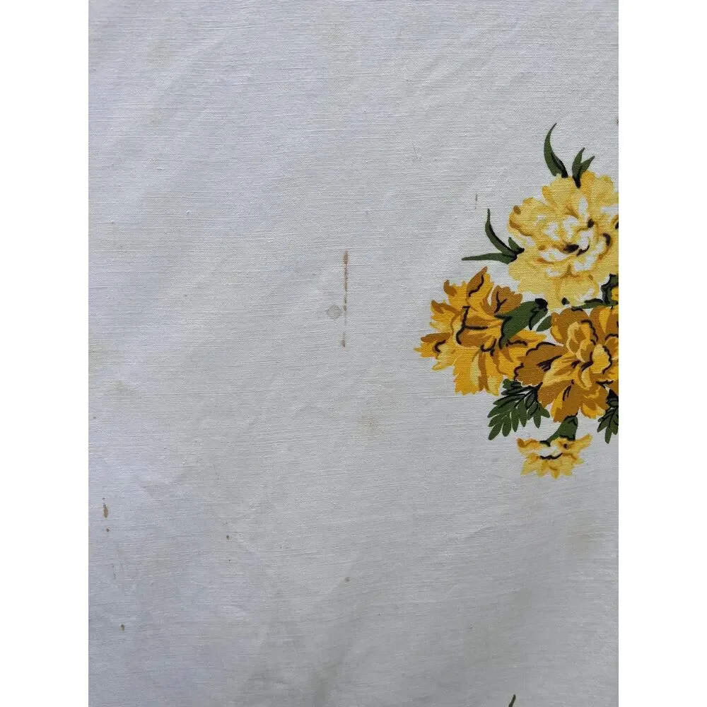 Vintage Yellow and Orange Floral Tablecloth with Swag Fringe Pattern